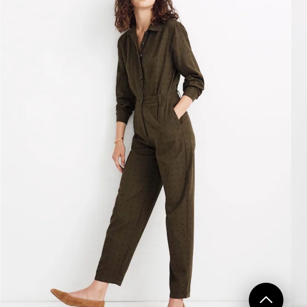 Madewell Olive Polka Dot Coastal Jumpsuit XS - Picture 11 of 11